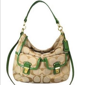 NWT Coach F23392 Green Daisy Signature Pocket Hobo